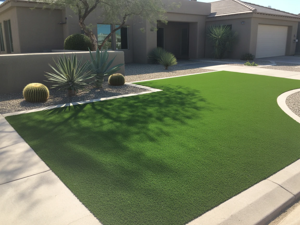Front yard artificial turf installation in Scottsdale for curb appeal
