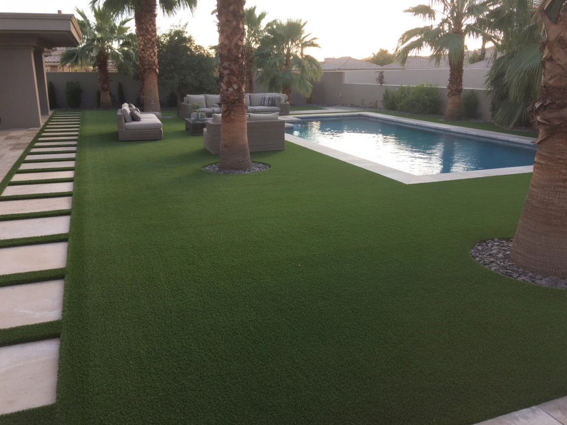 Luxury pool surround with artificial turf in Phoenix Arizona